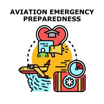 Aviation emergency preparedness training and rescue operations Stock Illustration