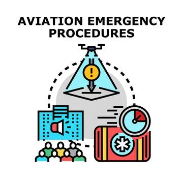 Aviation emergency procedures planning and response concept Stock Illustration