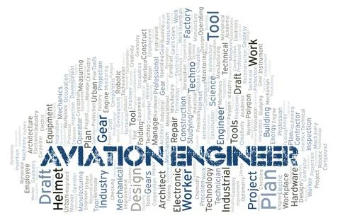 Aviation Engineer typography word cloud create with the text only Stock Illustration