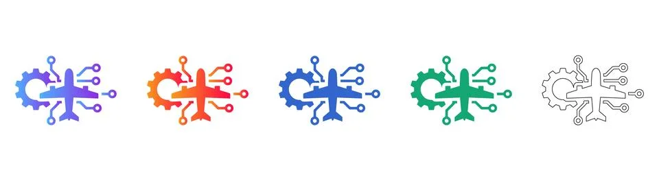 Aviation Engineering Network Icons 스톡 일러스트