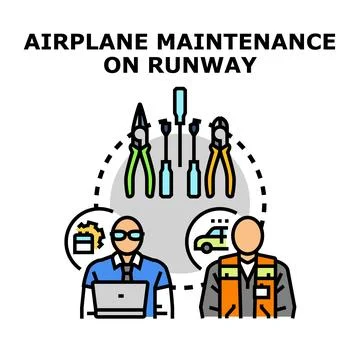 Aviation engineers performing maintenance and ground support operations Stock Illustration