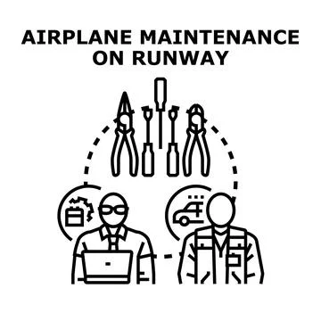 Aviation engineers performing maintenance and ground support operations Stock Illustration