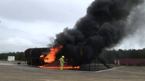 Aviation Fire Training Stock Footage 71054719