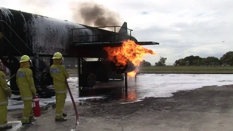 Aviation Fire Training Stock Footage 71054829