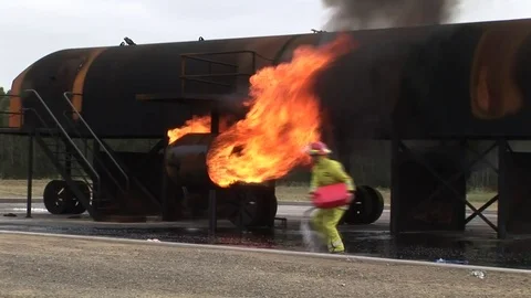 Aviation Fire Training Stock Footage 71054884