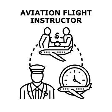 Aviation flight instructor training pilot education concept Illustrazione stock