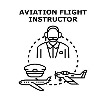 Aviation flight instructor training pilots for flying airplanes 스톡 일러스트