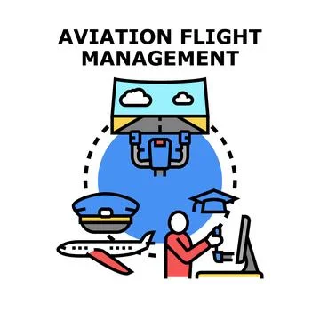 Aviation flight management system and pilot training program Stock Illustration