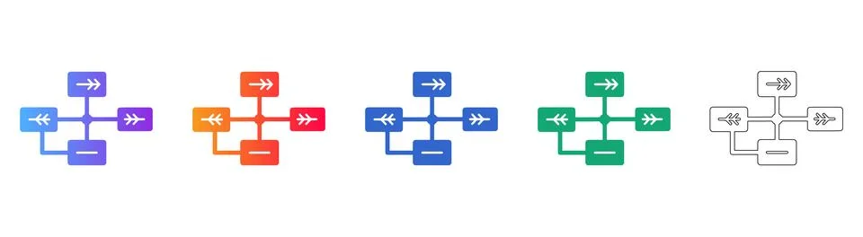 Aviation Flight Path Network Icon Set Stock Illustration