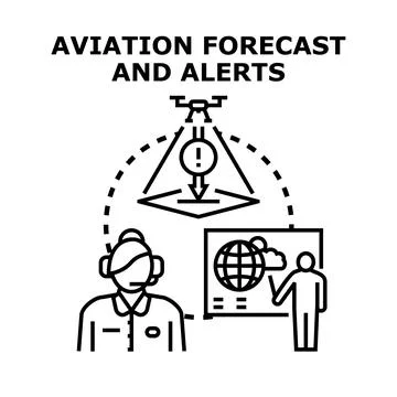 Aviation forecast and alerts for flight safety control Stock Illustration