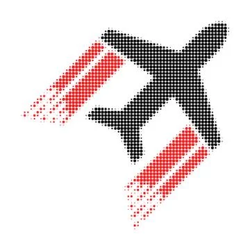 Aviation Halftone Dotted Icon with Fast Rush Effect Stock Illustration