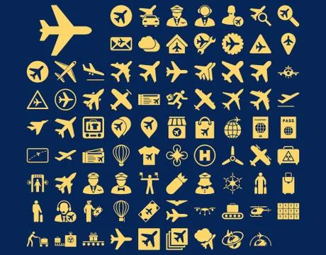 Aviation Icon Set Illustrazione stock