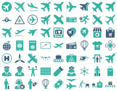 Aviation Icon Set Illustrazione stock