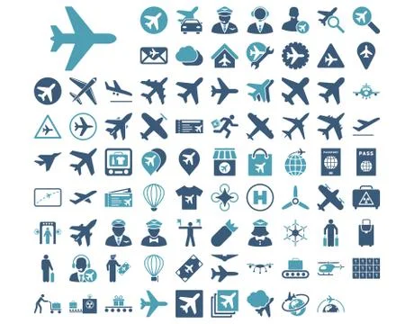 Aviation Icon Set Illustrazione stock