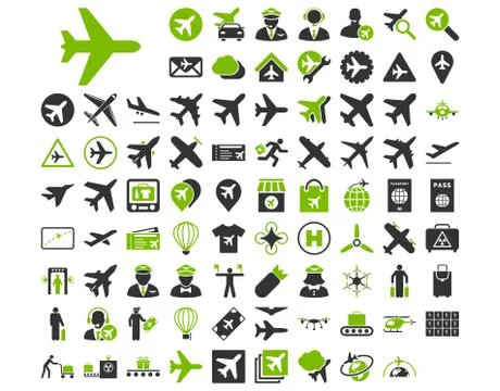 Aviation Icon Set Stock Illustration