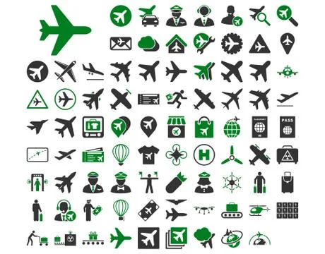 Aviation Icon Set Stock Illustration