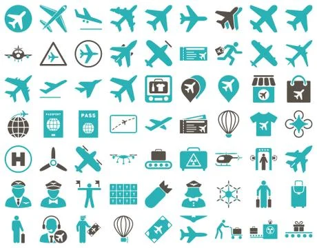 Aviation Icon Set Stock Illustration