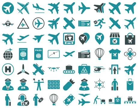 Aviation Icon Set Stock Illustration