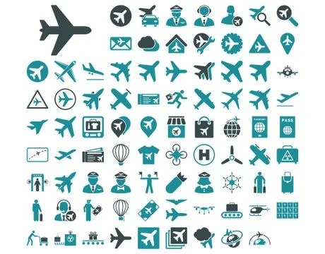 Aviation Icon Set Stock Illustration