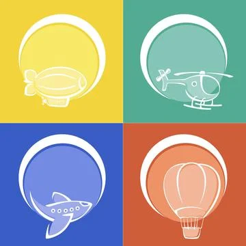 Aviation icons set Set of colored aviation icons. Aviation concept. Painte... Stock Photos