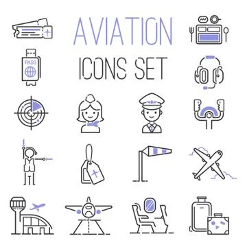 Aviation icons vector set Stock Illustration