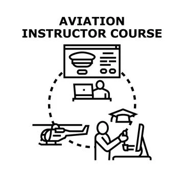Aviation instructor course learning and flight training simulation イラスト素材