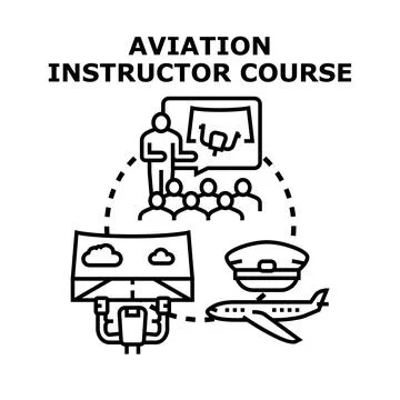 Aviation instructor course teaching pilot flight principles Stock Illustration