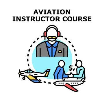 Aviation instructor course training pilot career concept Stock Illustration