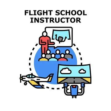 Aviation instructor teaching flying skills and simulation Stock Illustration