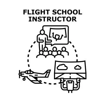 Aviation instructor teaching flying skills and simulation Stock Illustration