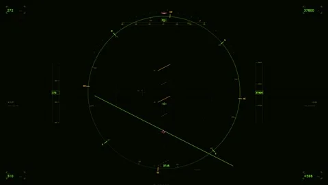 Aviation Low Visibility Approach HUD ? 4K Animation Stock Footage 330696258