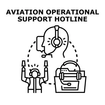Aviation operational support hotline assistance communicating help 스톡 일러스트