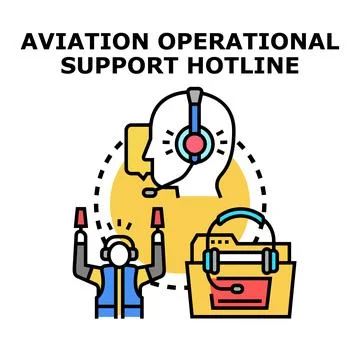 Aviation operational support hotline assistance communicating help Ilustração Stock