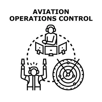 Aviation operations control management planning concept Stock Illustration