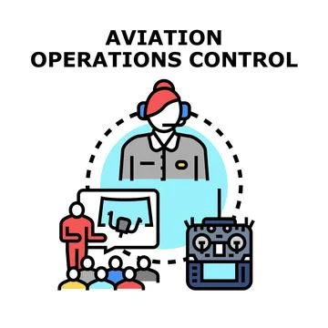 Aviation operations control training and drone management Stock Illustration