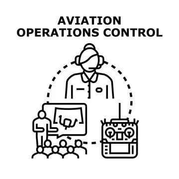 Aviation operations control training and drone management Stock Illustration