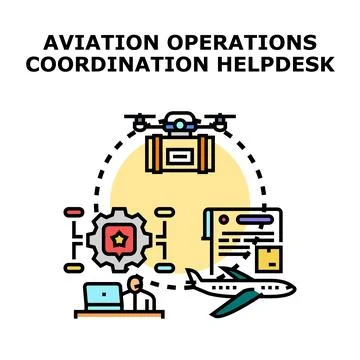 Aviation operations coordination helpdesk managing logistics and support Stock Illustration