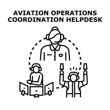 Aviation operations coordination helpdesk support services Stock Illustration