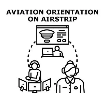 Aviation orientation concept with pilot and air traffic control team Stock Illustration