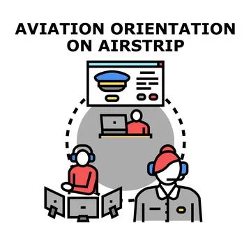 Aviation orientation concept with pilot and air traffic control team Stock Illustration