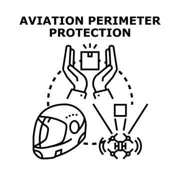 Aviation perimeter protection ensuring drone delivery safety Ilustração Stock