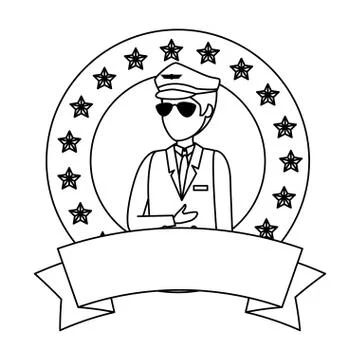 Aviation pilot avatar character Stock Illustration
