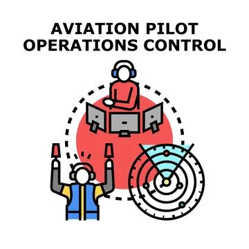 Aviation pilot operations control vector concept Stock Illustration