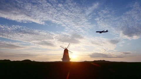 Aviation plane flying across the sky Video stock 307975154