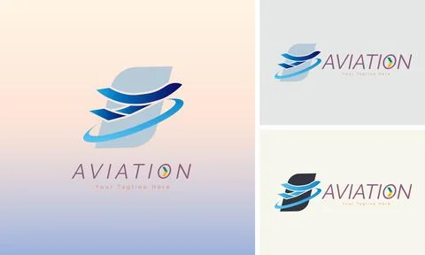 Aviation plane take off logo design template Stock Illustration