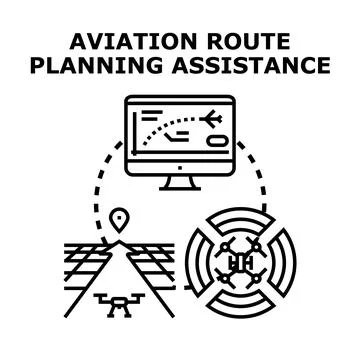 Aviation route planning assistance system concept Stock Illustration
