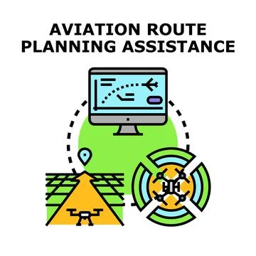 Aviation route planning assistance system concept Stock Illustration