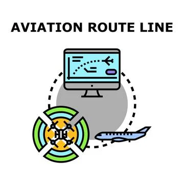Aviation route planning system controlling flight path Illustration