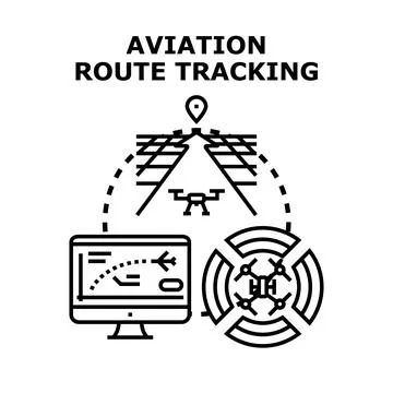 Aviation route tracking system concept monitoring drone flight path Illustrazione stock
