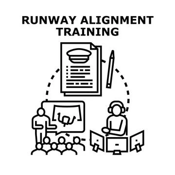 Aviation runway alignment training and professional pilot education Stockillustratie